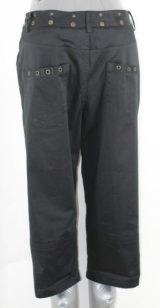 Milano NEW $58 Sz 10 x 20 Black Brass Grommet Detail Cotton Blnd Capri Pant