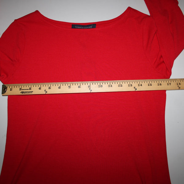 Tommy Hilfiger NEW $50 Sz XS Red Navy White Global Boat Neck Viscose Poly Top