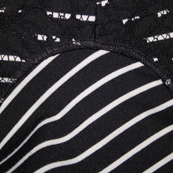 Isabel Toledo Sz 28 Black White Striped Lace Detail Polyester Rayon Dress