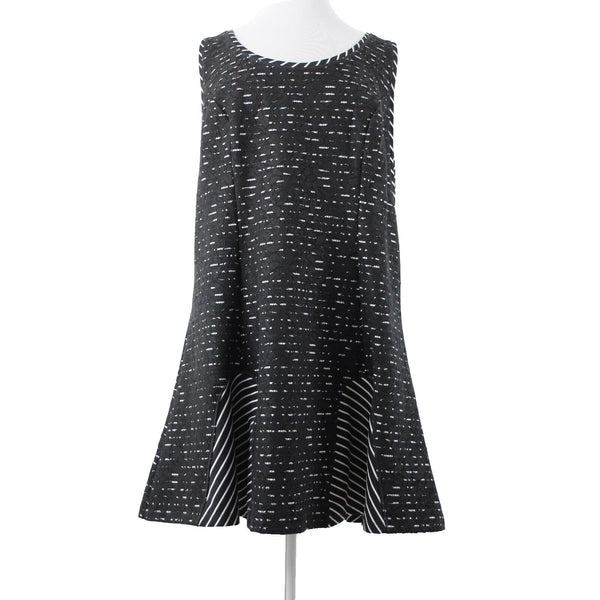 Isabel Toledo Sz 28 Black White Striped Lace Detail Polyester Rayon Dress
