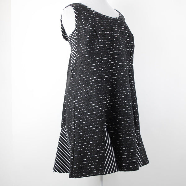 Isabel Toledo Sz 28 Black White Striped Lace Detail Polyester Rayon Dress