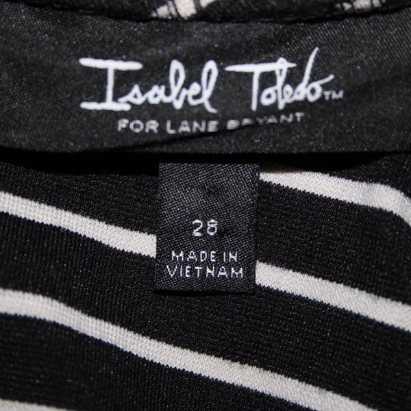 Isabel Toledo Sz 28 Black White Striped Lace Detail Polyester Rayon Dress