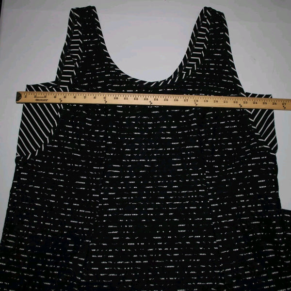 Isabel Toledo Sz 28 Black White Striped Lace Detail Polyester Rayon Dress