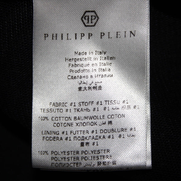 Philipp Plein Couture Sz No Size S? Black White Rhinestone Poly Hoodie Sweater