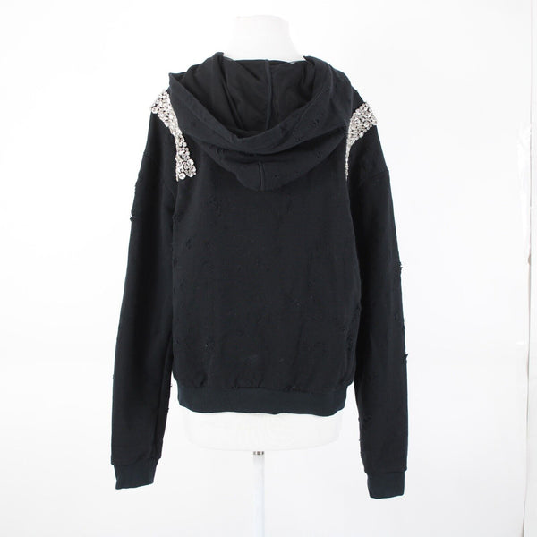 Philipp Plein Couture Sz No Size S? Black White Rhinestone Poly Hoodie Sweater