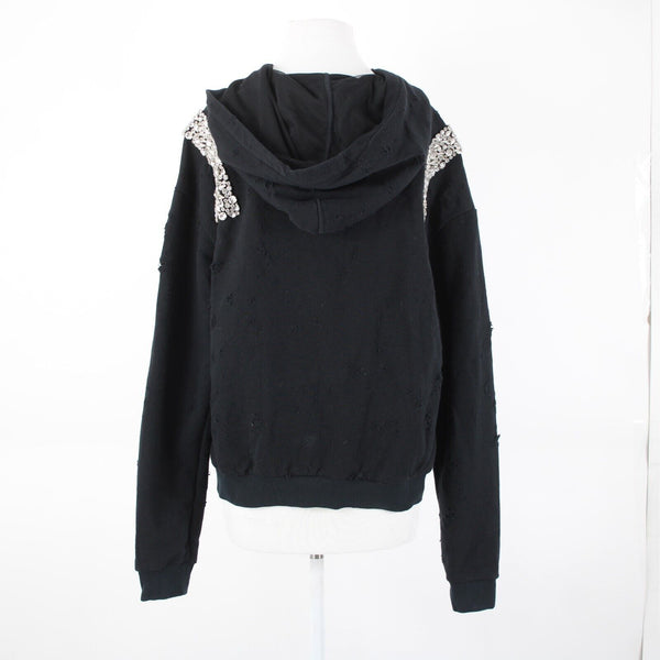 Philipp Plein Couture Sz No Size S? Black White Rhinestone Poly Hoodie Sweater