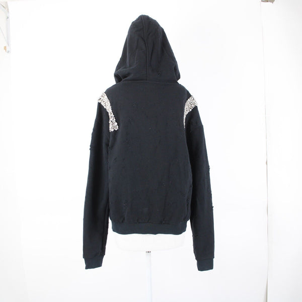 Philipp Plein Couture Sz No Size S? Black White Rhinestone Poly Hoodie Sweater