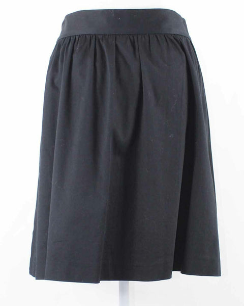 INC Sz 6 Black A Line Knee Length Banded Waist Cotton Blend Skirt