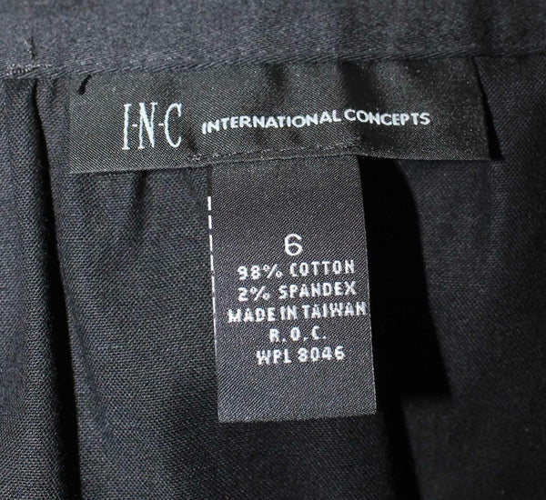INC Sz 6 Black A Line Knee Length Banded Waist Cotton Blend Skirt