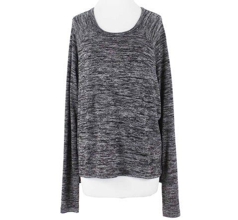 Rag Bone Sz M Black Gray Marled Hi Low Rayon Blend Pullover Knit Sweater Top