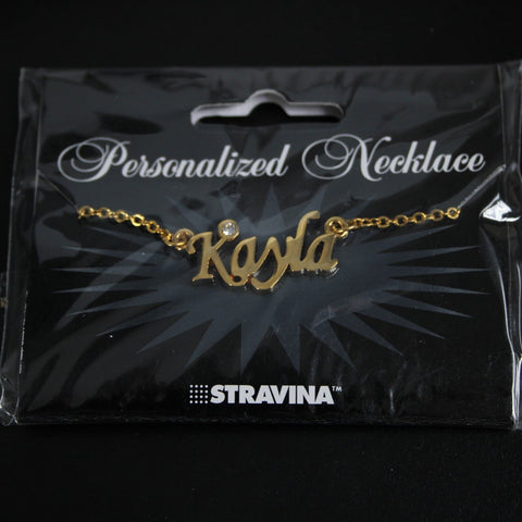 KAYLA NEW Name Goldtone Rhinestone Accent 14.5" w 4.5" Multi Ring Ext Necklace