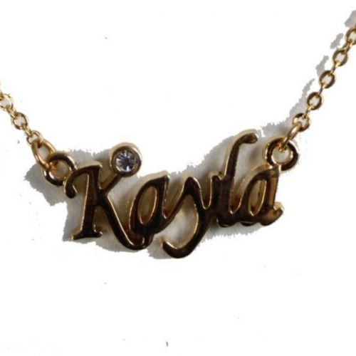 KAYLA NEW Name Goldtone Rhinestone Accent 14.5" w 4.5" Multi Ring Ext Necklace