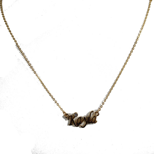 KAYLA NEW Name Goldtone Rhinestone Accent 14.5" w 4.5" Multi Ring Ext Necklace