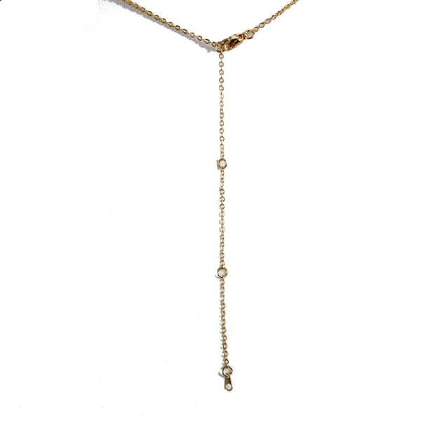 KAYLA NEW Name Goldtone Rhinestone Accent 14.5" w 4.5" Multi Ring Ext Necklace