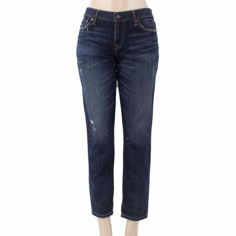 ABLE The Slouch Sz 25 x 28.5 Blue Denim Distressed Straight Cotton Lyocell Jeans