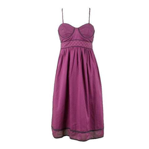 Proenza Schouler Sz 5 Purple Black Strappy Underwire Gathered Cotton Woven Dress