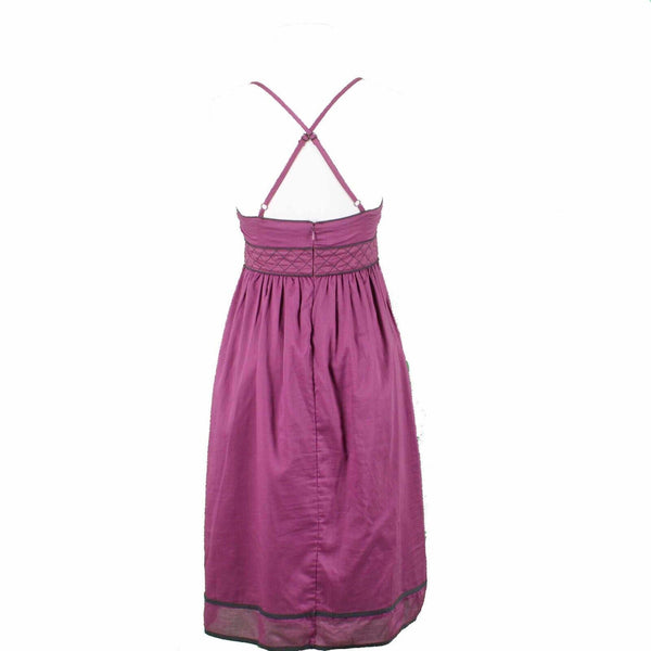Proenza Schouler Sz 5 Purple Black Strappy Underwire Gathered Cotton Woven Dress