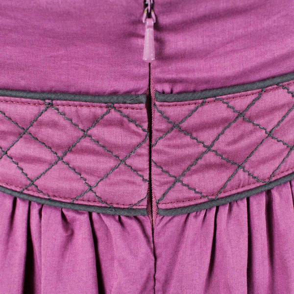 Proenza Schouler Sz 5 Purple Black Strappy Underwire Gathered Cotton Woven Dress