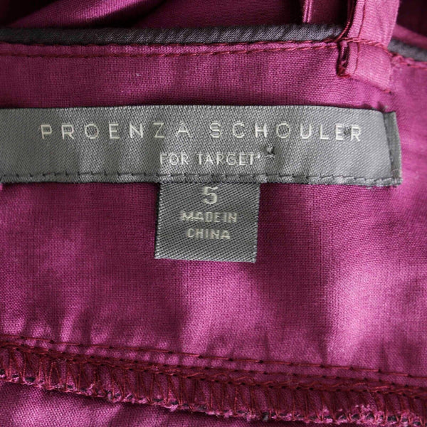 Proenza Schouler Sz 5 Purple Black Strappy Underwire Gathered Cotton Woven Dress
