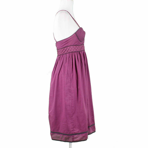 Proenza Schouler Sz 5 Purple Black Strappy Underwire Gathered Cotton Woven Dress