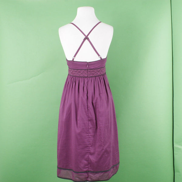Proenza Schouler Sz 5 Purple Black Strappy Underwire Gathered Cotton Woven Dress