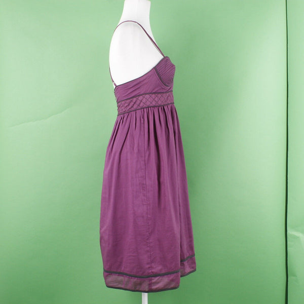 Proenza Schouler Sz 5 Purple Black Strappy Underwire Gathered Cotton Woven Dress