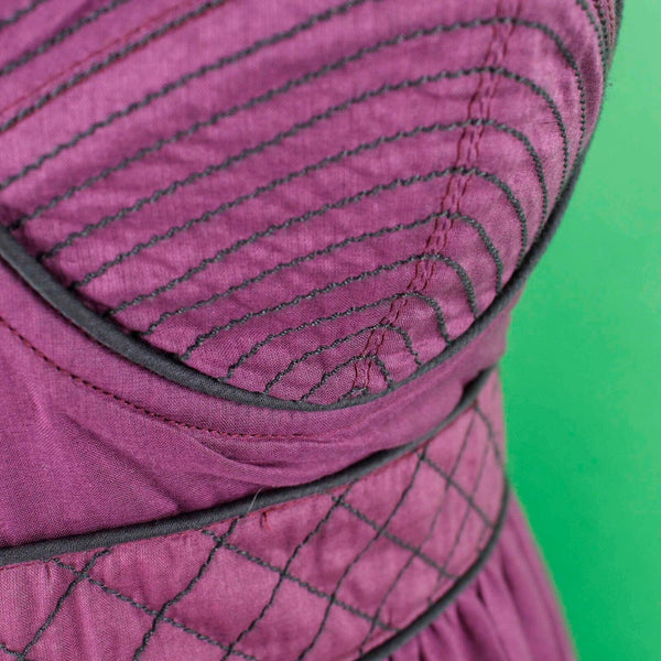 Proenza Schouler Sz 5 Purple Black Strappy Underwire Gathered Cotton Woven Dress