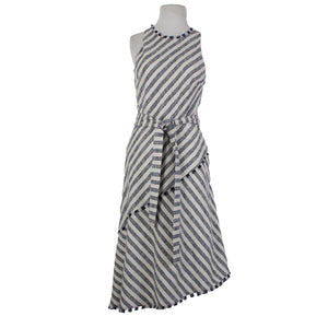 Banana Republic NEW $56 Sz 8 White Navy Blue Pockets Belted Cotton Acrylic Dress