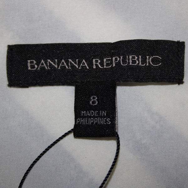 Banana Republic NEW $56 Sz 8 White Navy Blue Pockets Belted Cotton Acrylic Dress