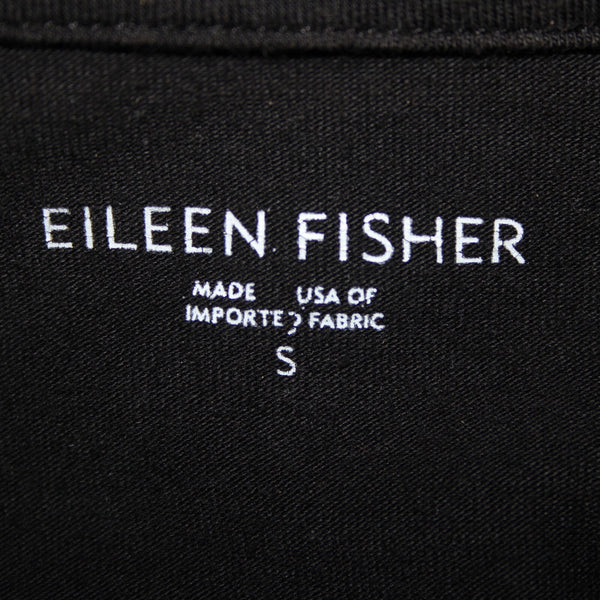 Eileen Fisher Sz S Black Snap Buttons Pockets Collar Organic Cotton Lycra Jacket