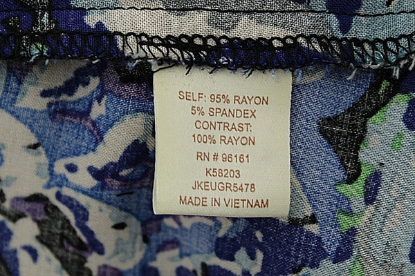 BeBop Sz M Black Blue Lime Multi Smocked Tiered Rayon Spandex Peplum Dress