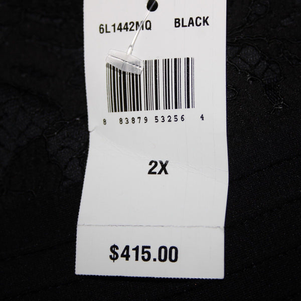 Tadashi Shoji NEW $415 Sz 2X Black Lace Lined Mid Sleeve Rayon Nylon Dress