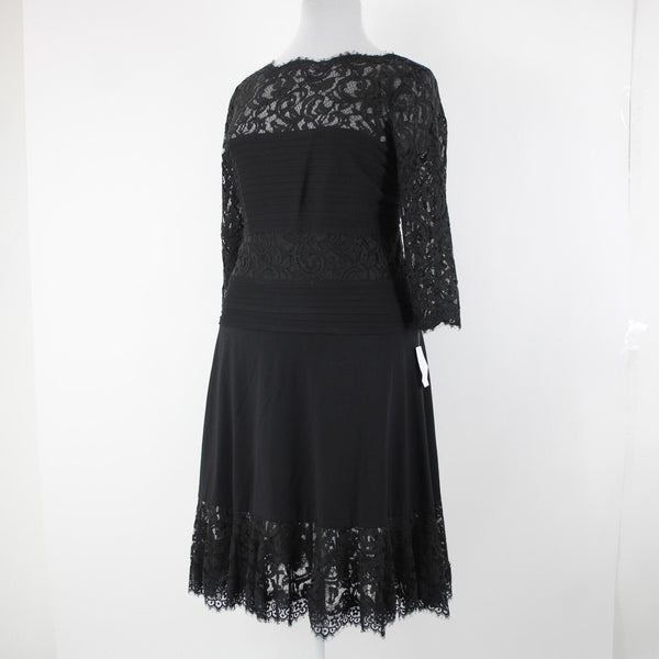 Tadashi Shoji NEW $415 Sz 2X Black Lace Lined Mid Sleeve Rayon Nylon Dress