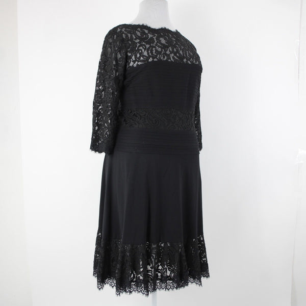 Tadashi Shoji NEW $415 Sz 2X Black Lace Lined Mid Sleeve Rayon Nylon Dress