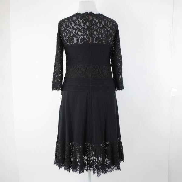 Tadashi Shoji NEW $415 Sz 2X Black Lace Lined Mid Sleeve Rayon Nylon Dress