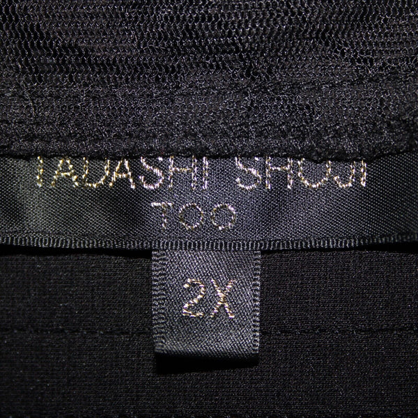 Tadashi Shoji NEW $415 Sz 2X Black Lace Lined Mid Sleeve Rayon Nylon Dress