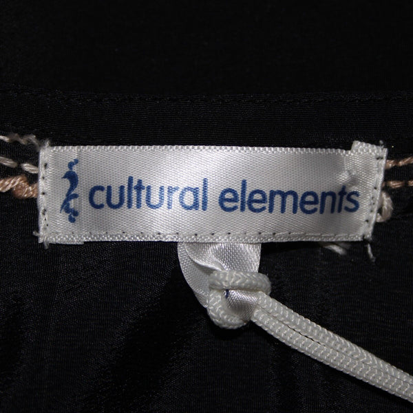 Cultural Elements NEW $89 Sz S Black Cream Burgundy Embroidered Poly Silk Top
