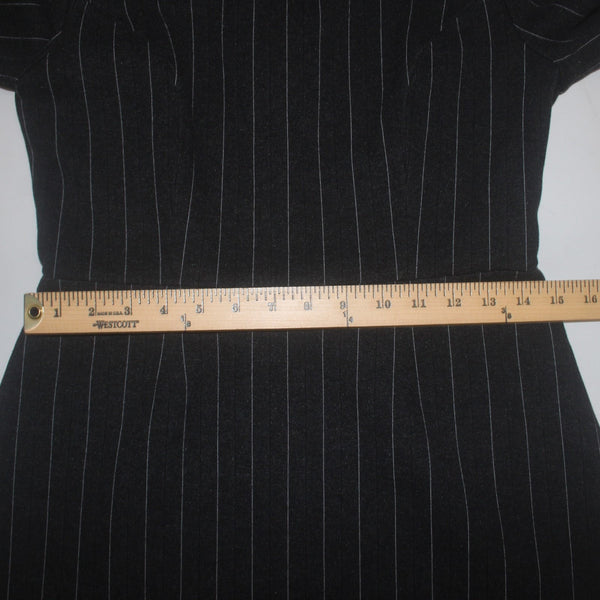 Saylor Dress Sz M Charcoal Gray White Half Sleeve Bell Unlined Wool Dress