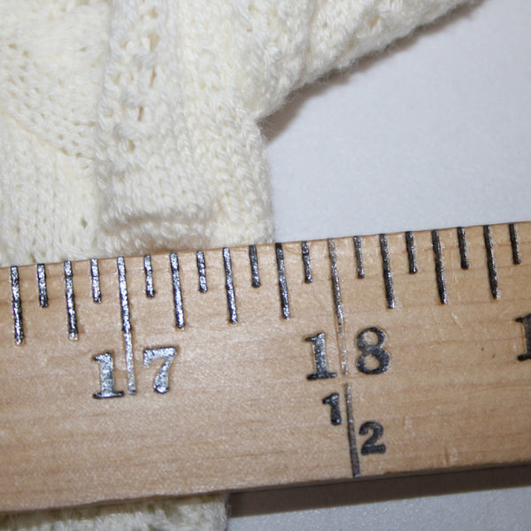 Talbots NEW $99 Sz M Petite Ivory Open Weave Ruffle Neck Cotton Blend Sweater