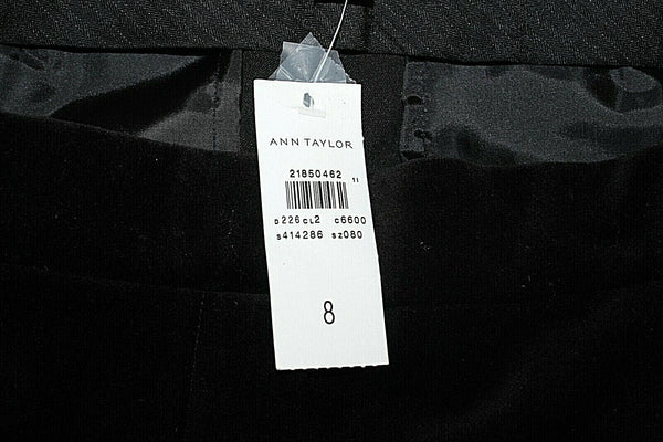 Ann Taylor NEW Sz 8 x 27.5 Black Velvet Cotton Poly Spandex Trouser Pant