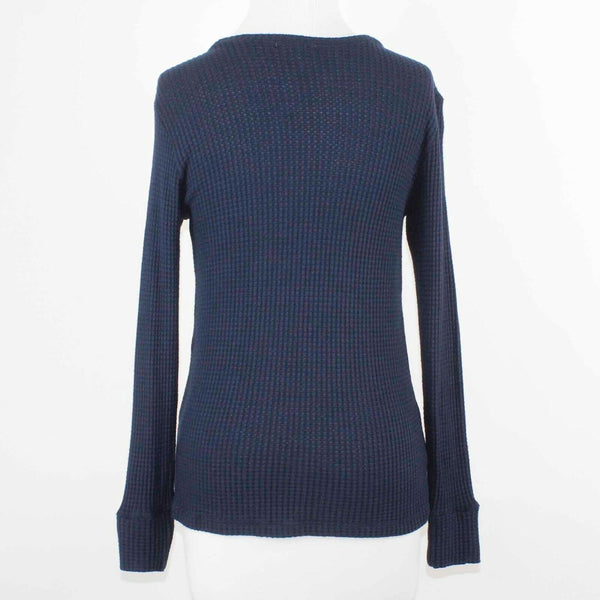 LNA Sz XS Navy Blue Waffle Weave X Neck Cotton Blend Top