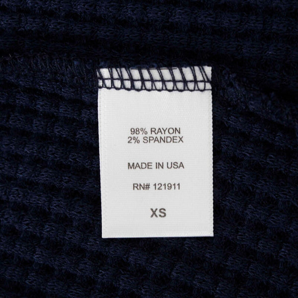 LNA Sz XS Navy Blue Waffle Weave X Neck Cotton Blend Top