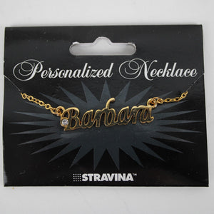 BARBARA NEW Name Goldtone Rhinestone Accent 14.5" w 4.5" Multi Ring Ext Necklace