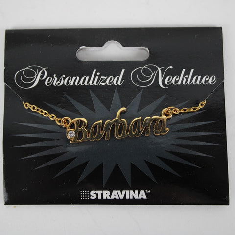 BARBARA NEW Name Goldtone Rhinestone Accent 14.5" w 4.5" Multi Ring Ext Necklace