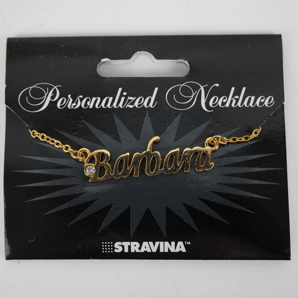 BARBARA NEW Name Goldtone Rhinestone Accent 14.5" w 4.5" Multi Ring Ext Necklace