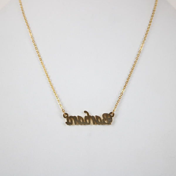 BARBARA NEW Name Goldtone Rhinestone Accent 14.5" w 4.5" Multi Ring Ext Necklace
