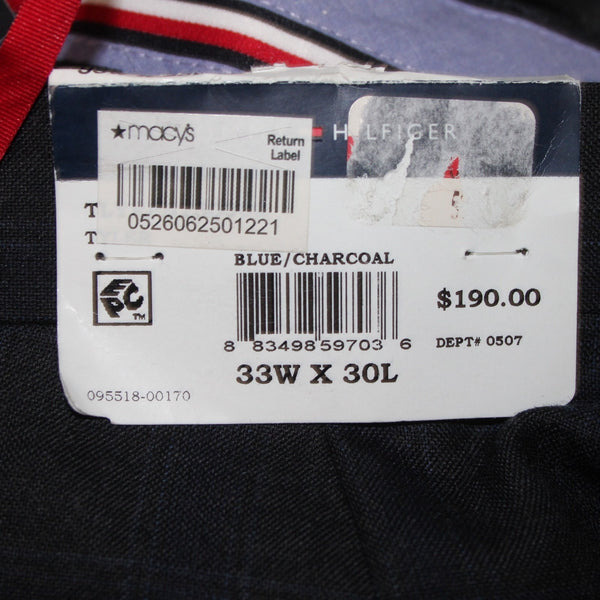 Tommy Hilfiger Pant NEW $190 Sz 33W x 30L Blue Charcoal Wool Polyester Pant