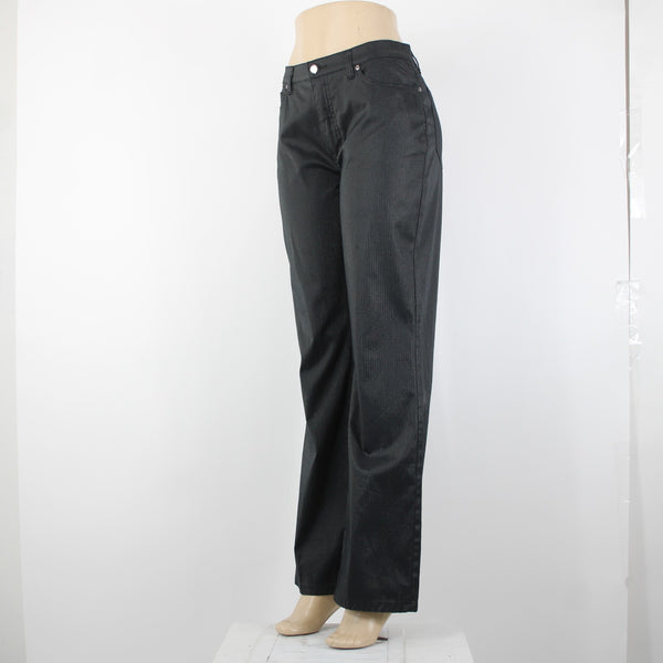 Christina V Sz 8 x 31.5 Black Gray Pinstripes Pockets Cotton Nylon Pant