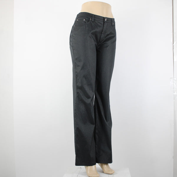 Christina V Sz 8 x 31.5 Black Gray Pinstripes Pockets Cotton Nylon Pant