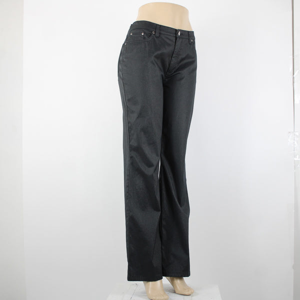 Christina V Sz 8 x 31.5 Black Gray Pinstripes Pockets Cotton Nylon Pant